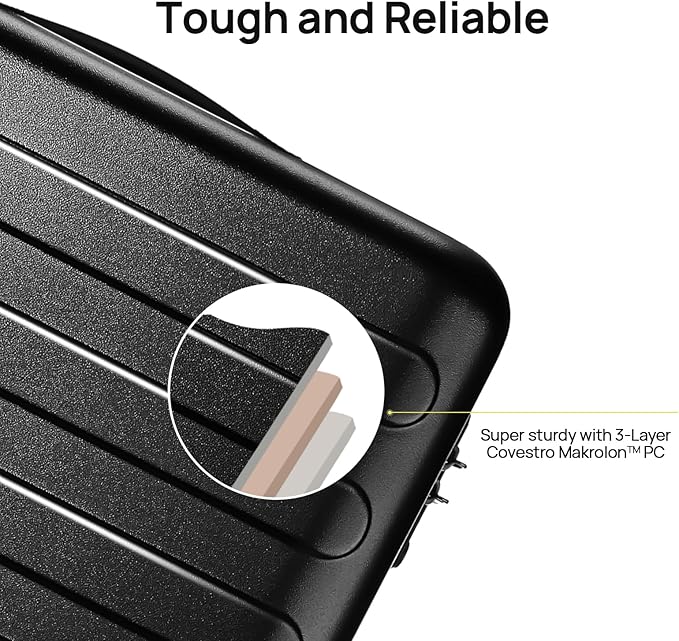 Carry on Luggage 22 X 14 X 9 Airline Approved, 20 Inch Luggage for 3-5 Days Travel, Double Spinner Wheels, 100% Hardshell PC, TSA Lock (01-Black (Basic), Checked 24-Inch)