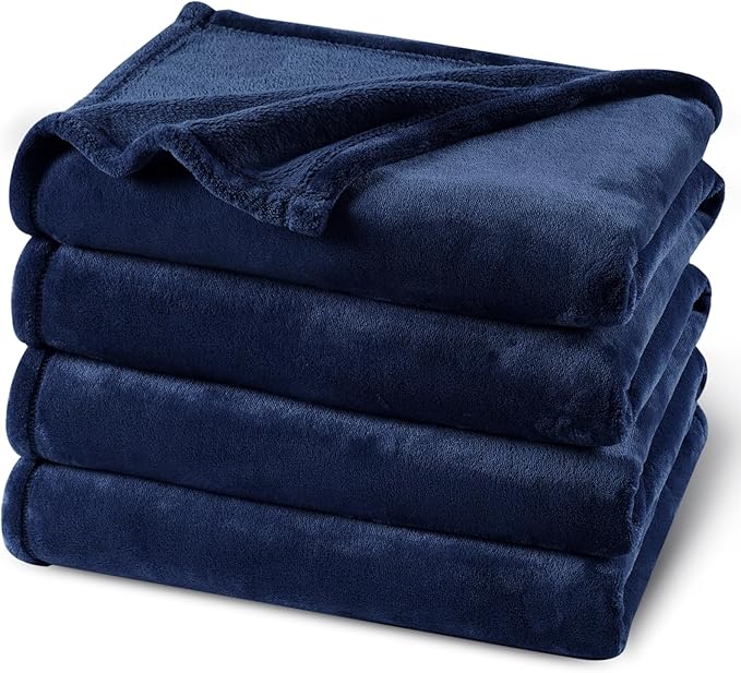 PHF Ultra Soft Fleece Blanket Twin Size, No Shed No Pilling Luxury Plush Cozy 300GSM Lightweight Twin XL Blanket for Bed, Couch, Chair, Sofa Suitable for All Season, 76" x 90", Navy Blue