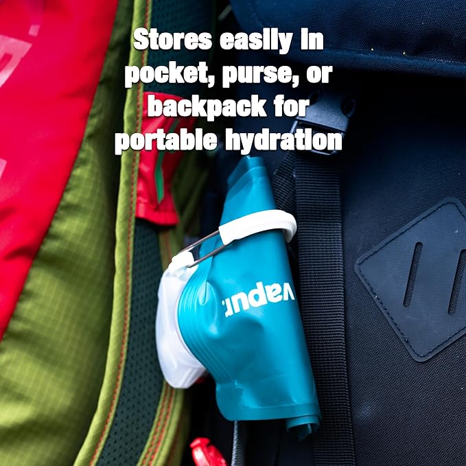 Vapur Collapsible Water Bottle With Carabiner, Compact Bottle Folds Flat For Hydration On The Go, Ideal for Traveling, Hiking or Camping, 16 Ounce, Mojave, Pack of 1