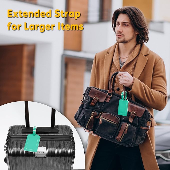 Travelambo Luggage Tags for Suitcases Faux Leather Privacy Protection 2 Pack Bag Tags Travel Accessories Essential, Blooming Green