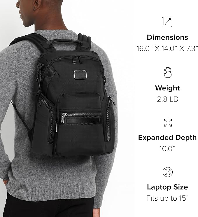 TUMI - Alpha Bravo Navigation Backpack - Everyday Travel Backpack - Fits Up to 15" Laptop - 16.0" X 14.0" X 7.3"