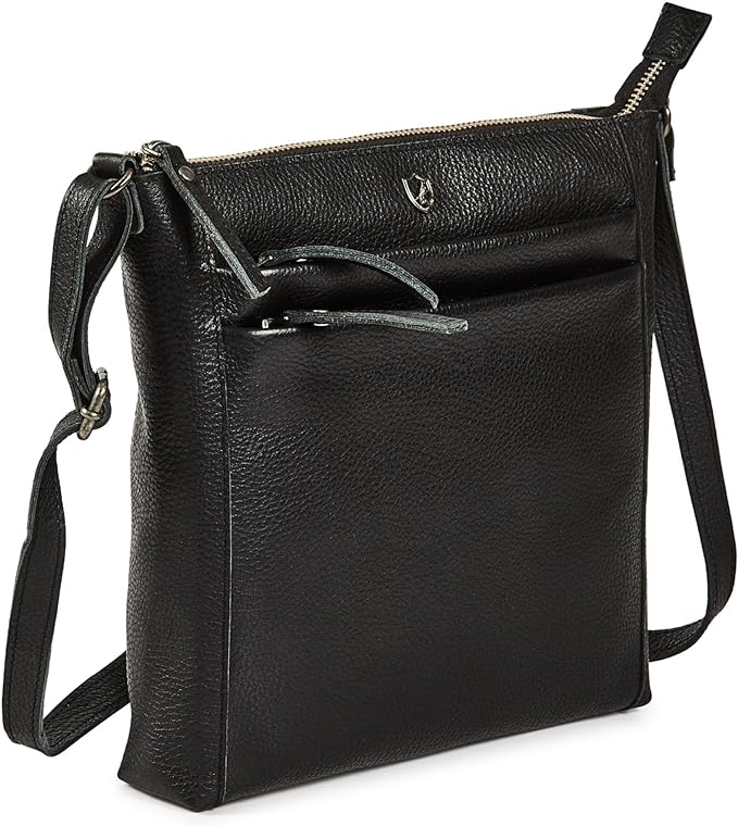 Small Soft Genuine Leather Crossbody Purse Women’s Sling Crossover Shoulder Travel Handbag with Triple Zipper