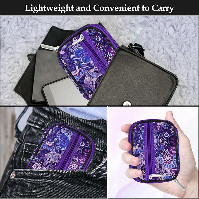 Serfeymi Weekly Travel Pill Organizer Pill Case for Purse with Removable 7 Day Pill Box, Fashionable Travel Medicine Organizer Pill Container for Medicine, Vitamin, Supplement - Green 01 + Purple 01