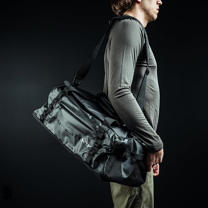 Eberlestock Hyllus Duffel Bag for Men - Durable, Water-Resistant, Small Men's Duffle Bag with Zipper Pockets, Ideal for Travel & Gym, Tactical Gear Bag, Hunting, Fishing, Camping - Black, 65L