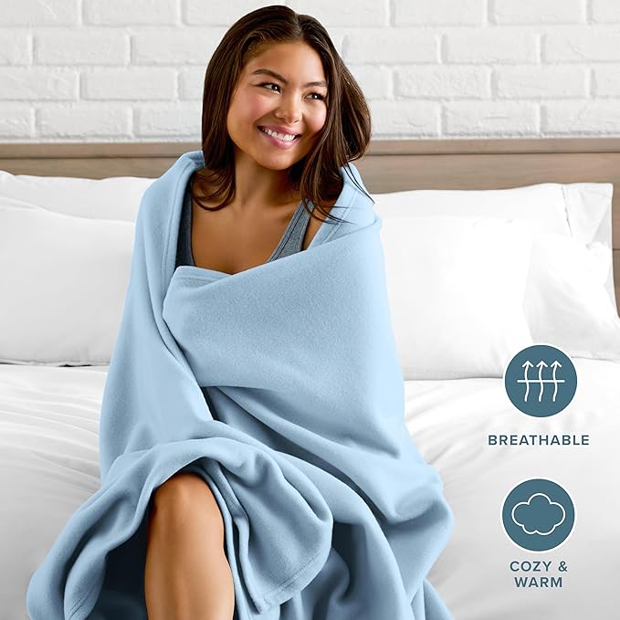Bare Home Lightweight Polar Fleece Blanket Light Blue Twin/Twin XL