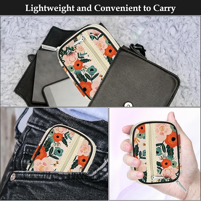 Serfeymi Weekly Travel Pill Organizer Pill Case for Purse with Removable 7 Day Pill Box, Fashionable Travel Medicine Organizer Pill Container for Medicine, Vitamin, Supplement - Bloom 01 + Pill Box