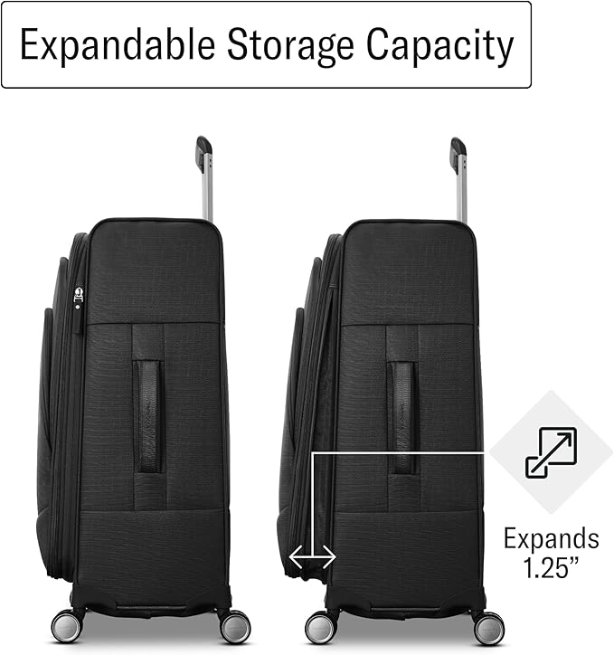 Samsonite UpLIFT Lightweight Medium Checked Softside Luggage with Spinner Wheels - Expandable - Airline-Approved, Polyester Soft Suitcase for Ultra Light Travel - Black