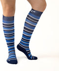 Medical Grade Compression Socks for Men & Women 15-20 mmHg by OrthoSleeve (Blue w/Stripes, Small)