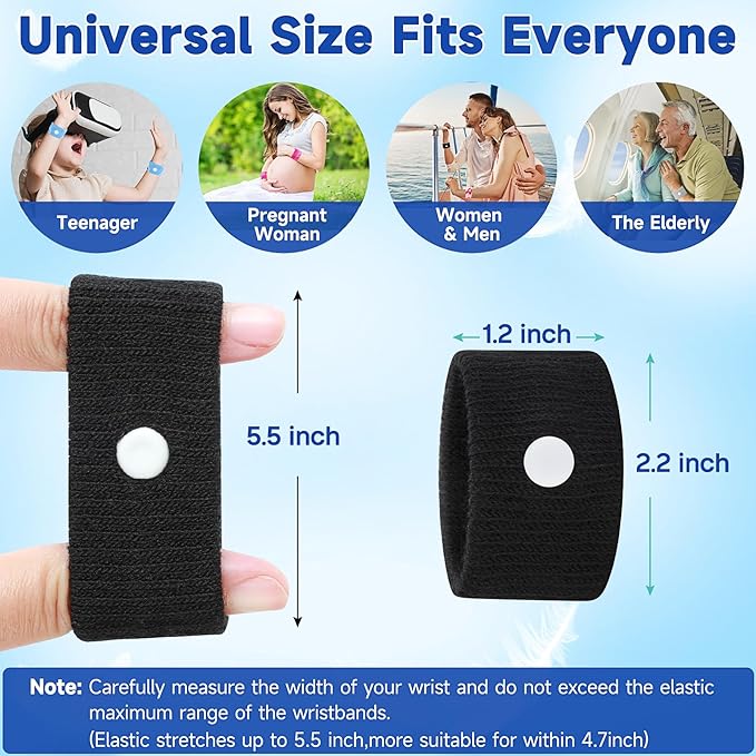 LYJEE Motion Sickness Bracelets, Sea Sickness Wristbands for Adults and Kids, Nausea Relief Wristbands for Pregnant Women