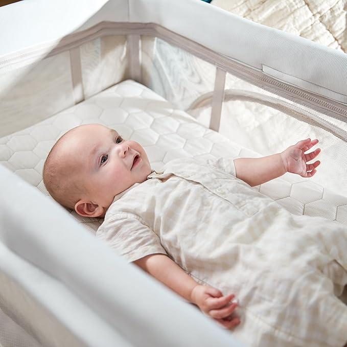 Maxi-Cosi Calao Travel Playard, Infant Bassinet, Toddler Playpen, Portable, Lightweight, Foldable, Easy Setup, with Carry Bag, Breathable Mesh, Classic Oat