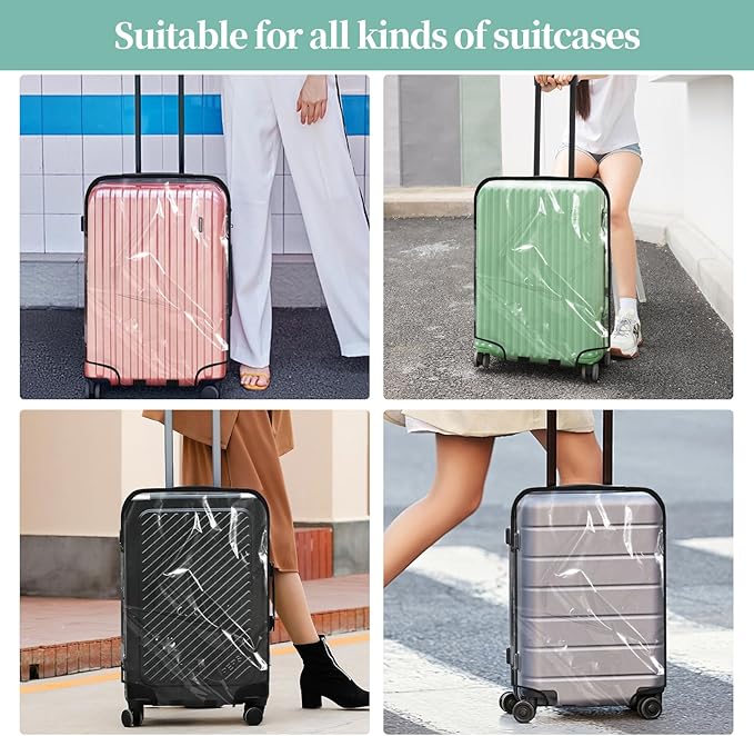 Clear PVC Luggage Cover, Waterproof Dustproof Anti-Scratch Suitcase Protector, Fits Wheeled Suitcases 18" 22" 24" 26" 28" 30" - Thicken Baggage Cover Case（26”）