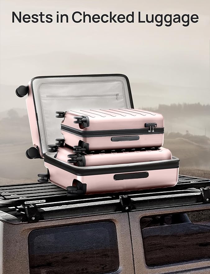 Carry on Luggage 22 X 14 X 9 Airline Approved, 20 Inch Luggage for 3-5 Days Travel, Double Spinner Wheels, 100% Hardshell PC, TSA Lock (00-Pink (Expandable), Carry-On 20-Inch)