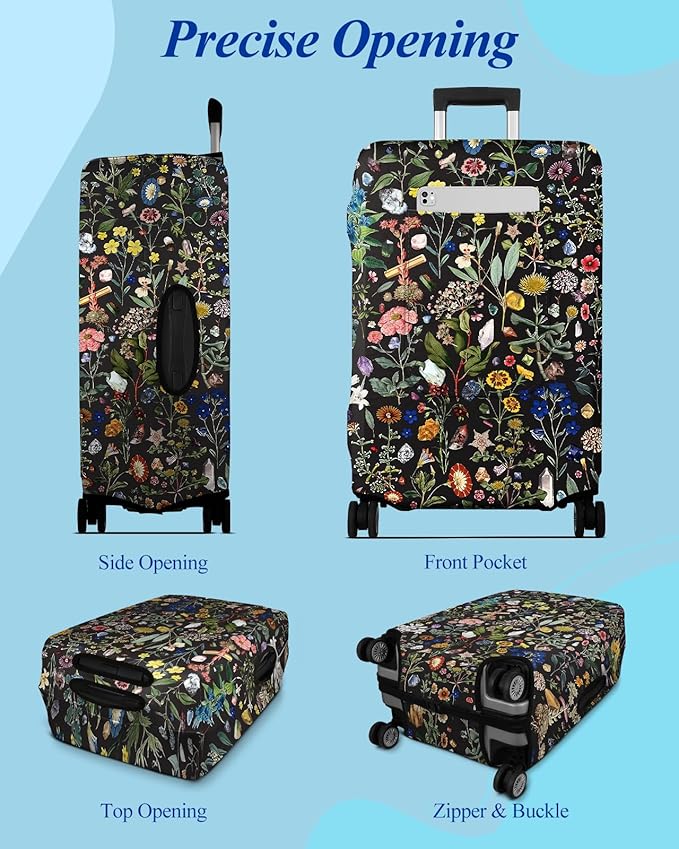 Slohif Luggage Cover for Suitcase Tsa Approved Protector - Luggage Sleeve Large Suit Case Cover Travel Stretch Baggage Case Protective Washable Fit 21-23 Inch Flower S