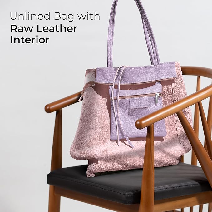Italian Calf Leather Tote for Women with Zipper, Inner Pocket & Flat Base | Soft Unlined Shopper for Work & Travel