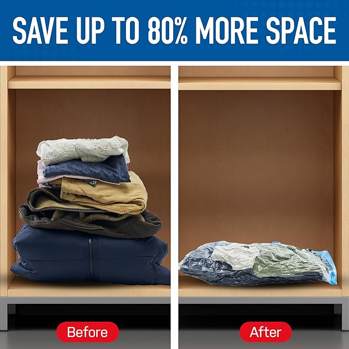 10 Pack Large Vacuum Storage Bags for Comforters, Blankets & Clothes – Vacuum Sealed Compression Bags with Hand Pump – Space Saver Storage Bags for Bedding, Moving, Travel & Organization