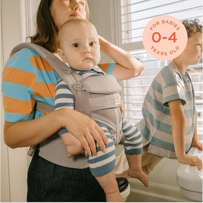 Ergobaby Omni Classic Baby Carrier Newborn to Toddler - Breathable Baby Carriers for Summer - All-Position Carrier with Lumbar Support (7-45 Pounds), Mesh, Charcoal Grey