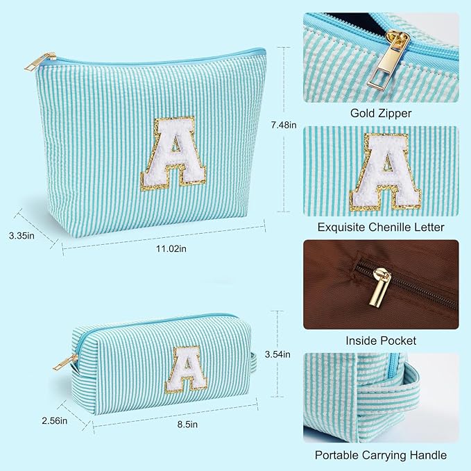 YOOLIFE Birthday Gifts for Women - Personalized Cute Initial Cosmetic Makeup Pouch Make Up Toiletry Bag for Her Mom Teacher Friend Girlfriend Wife Birthday Gifts 21st Birthday Gifts G