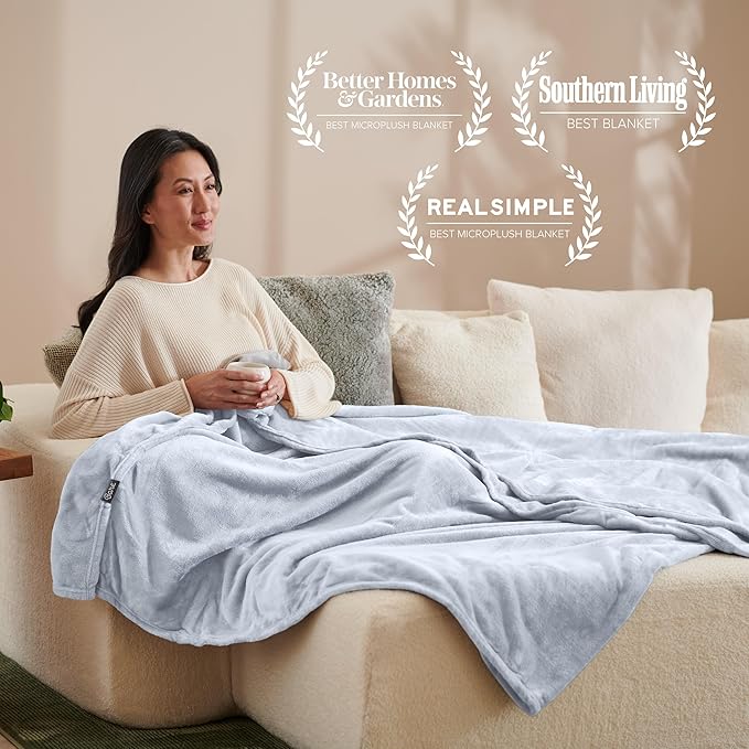 Bare Home Fleece Blanket - Twin/Twin Extra Long - Ultra-Soft Lightweight for Bed, Sofa, and Couch - Luxury Microplush - Cozy Warm Blanket (Twin/Twin XL, Blue Mist)