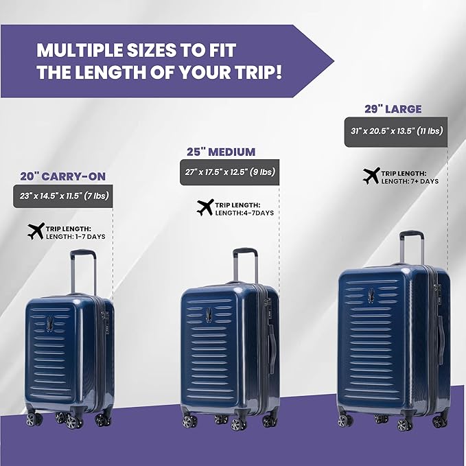 Spyder Rails 25 Inch Medium Expandable Hardside Upright Suitcase with 360° Spinner Wheels, TSA Approved Lock, Navy