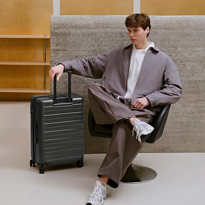 Carry on Luggage 22 X 14 X 9 Airline Approved, 20 Inch Luggage for 3-5 Days Travel, Double Spinner Wheels, 100% Hardshell PC, TSA Lock (01-Black (Basic), Checked 26-Inch)