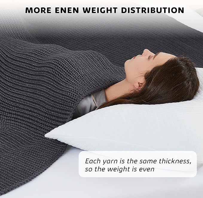 L'AGRATY Knitted Weighted Blanket - 48"x72" 20lbs Cooling Chunky Knit Heavy Blanket for Adults Braided Crochet Throw Thick Cable Yarn Knit Decorative No Beads Evenly Weighted Machine Washable