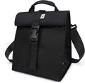 SUNNY BIRD Insulated Lunch Bag Rolltop Lunch Box for Women, Men, Adults and Teens (Black)
