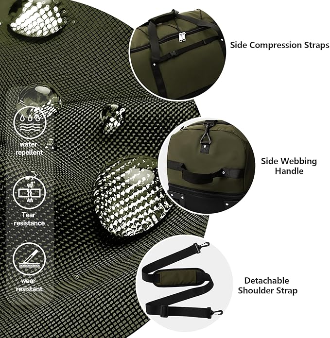 CONTAIL 32" Soft-Sided Rolling Duffle Bag with 2 Wheels,Expandable from 110L to 140L, Foldable Travel Duffel with Multiple Compartments,Army Green