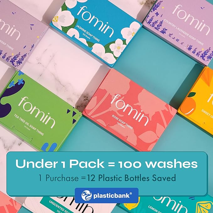 FOMIN - Antibacterial Paper Soap Sheets for Hand Washing - (100 Sheets) Lemon Portable Travel Soap Sheets, Dissolvable Camping Mini Soap, Portable Hand Soap sheet