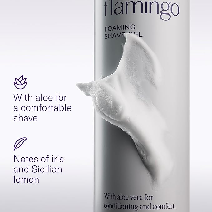 Flamingo Shaving Razor Set for Women - Razor Handle, 2 Razor Blade Refills, Foaming Shave Gel, and Shower Holder - Rose