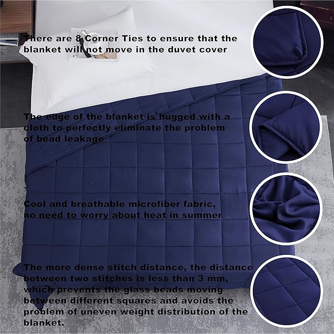 L'AGRATY Weighted Blanket - 60"x80" 25lbs Cooling Breathable Heavy Blanket Microfiber Material with Glass Beads for Adult All-Season Summer Fall Winter Soft Thick Comfort