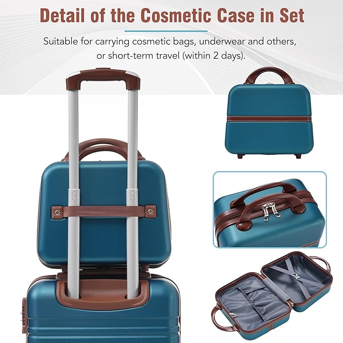 Merax Luggage Set 2 Piece Suitcase Set with Cosmetic Case Expandable Spinner Wheels Vintage Luggage Sets(Blue,20"+28")
