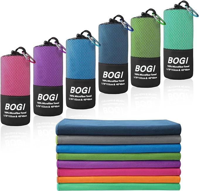 BOGI Microfiber Travel Sports Towel-Quick Dry Towel, Soft Lightweight Microfiber Camping Towel Absorbent Compact Travel Towel for Camping Gym Beach Yoga Swimming Backpacking (S:16''x32'',2Pcs-Blue)