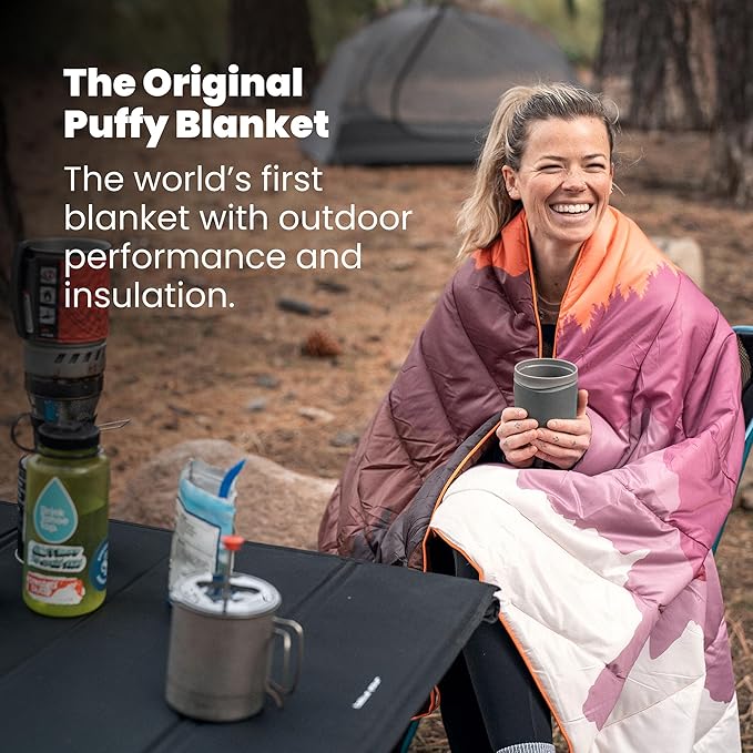 Rumpl Original Puffy Blanket - Warm, Water-Resistant Camping Blanket with 100% Recycled Synthetic Insulation, 52"x75", Original Puffy V2, Deepwater
