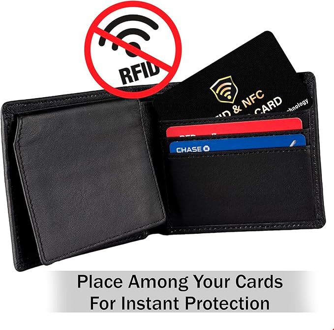 SaiTech IT 10 Pack RFID Blocking Card, One Card Protects Entire Wallet Purse, NFC Contactless Bank Debit Credit Card Protector ID ATM Guard Card Blocker–(Black)