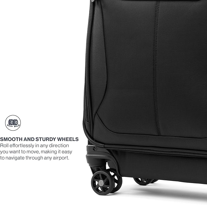 Travelpro Tourlite Softside 25" Expandable Luggage with 4 Spinner Wheels, Lightweight Suitcase, Checked Medium, Black