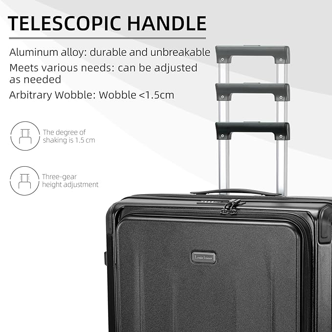 Premium Carry On Luggage, 29 Inch Top Opening Aluminum Frame Airline Approved ABS+PC Hard Shell Suitcases with Silent Wheels, TSA Lock, Front Pocket & Wet-dry Separated Six-piece set