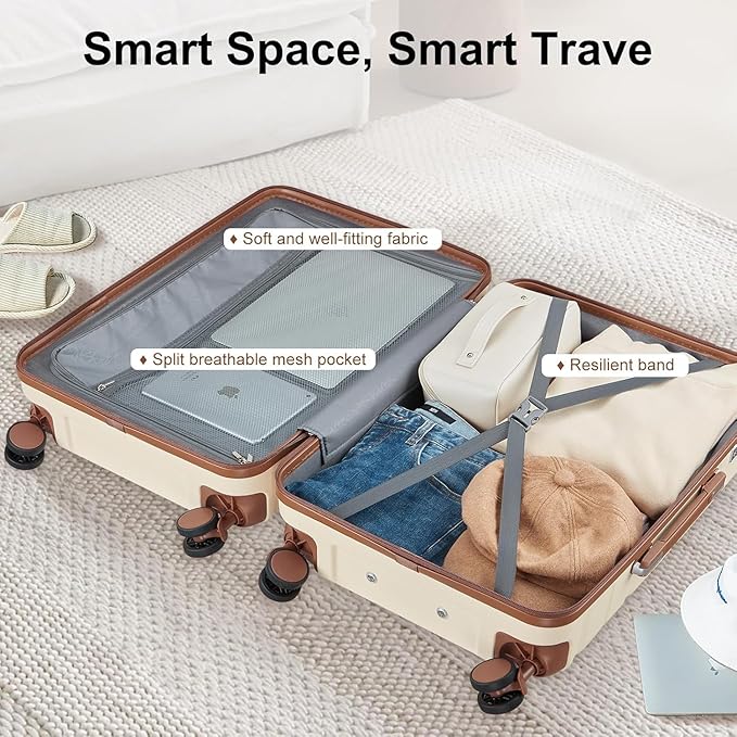 Luggage Sets 3 Piece with TSA Lock Hardside PC+ABS Carry On Suitcase with YKK Zippers Lightweight Rolling Travel Luggage Sets with Spinner Wheels (Pink, 20 Inch)