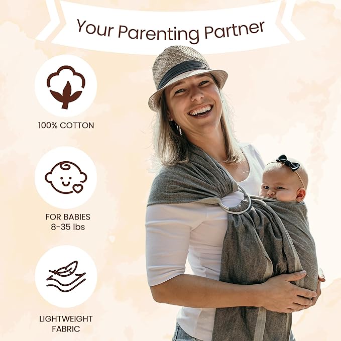 Hip Baby Wrap Ring Sling Baby Carrier for Infants and Toddlers - Beautiful, 100% Soft Cotton Baby Wraps Carrier for Babies 8-35 lbs - Perfect Baby Shower Gifts Moms and Dads - Nursing Cover (Olive)