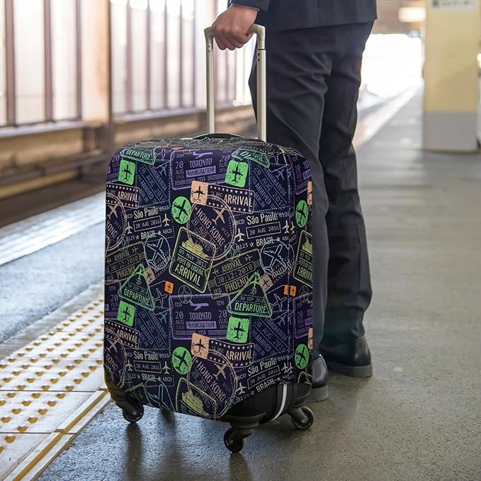 HYPER VENTURE Washable Luggage Cover - Fashion Suitcase Protector Fits 18-22 Inch Luggage (Urban Passport, S)
