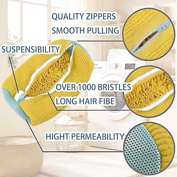 Shoe Cleaning Bag, Washing Machine Shoe Bag, Reusable Sneaker Cleaning Bag, Suitable for Washing Machines and Dryers, Shoe Cleaning Bag with Side Zipper and Hanging Cord (2-Pack, Gray)