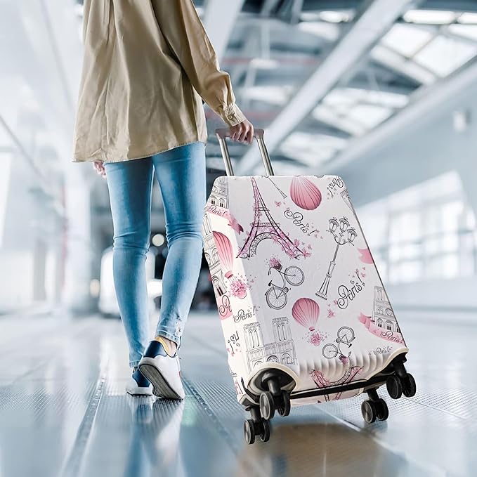 Travel Luggage Cover Suitcase Protector Fits 18-32 Inch Wheel Covers PatternedTravel Related Items Flower Luggage Protector Elastic S