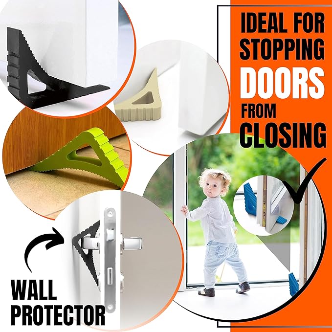 Door Stopper & Window Stopper, Rubber Door Stop Flexible, Door Wedge Stopper Award Winning, Decorative Door Stoppers for Bottom of Door Security, White, Set of 3