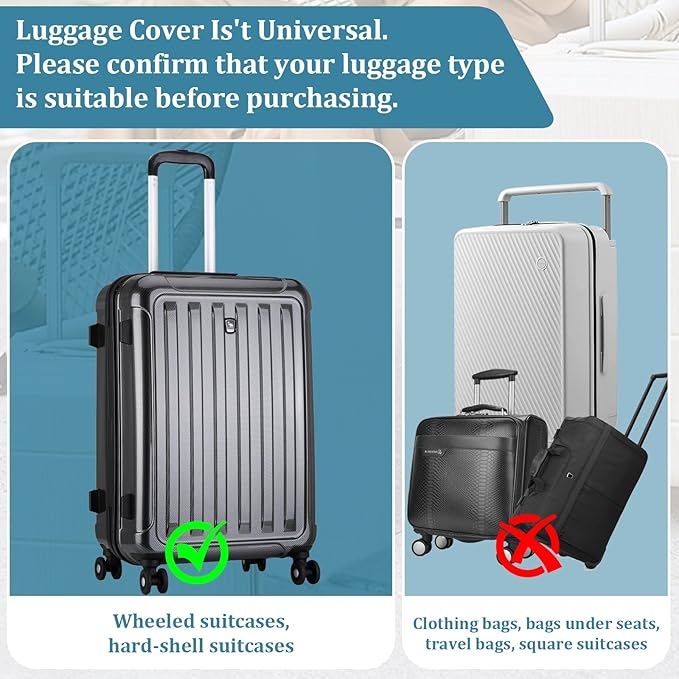 Upgraded Transparent TPU Luggage Cover Protector with Black Stretchable Sides, Fit 24 Inch Wheeled Case TSA Approved, Waterproof & Anti-Scratch, Includes Free Red Luggage Tag