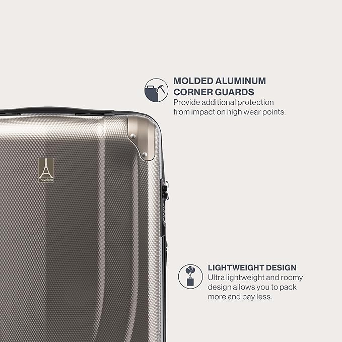Travelpro Pathways 3 Hardside Expandable Luggage, 8 Spinner Wheels, Lightweight Hard Shell Suitcase, Carry On 21 Inch, Champagne