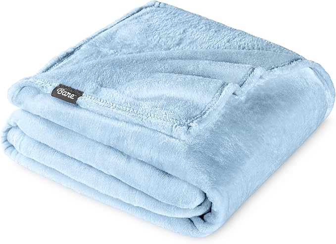 Bare Home Fleece Blanket - King Size - Ultra-Soft Lightweight for Bed, Sofa, and Couch - Luxury Microplush - Cozy Warm Blanket (King, Light Blue)