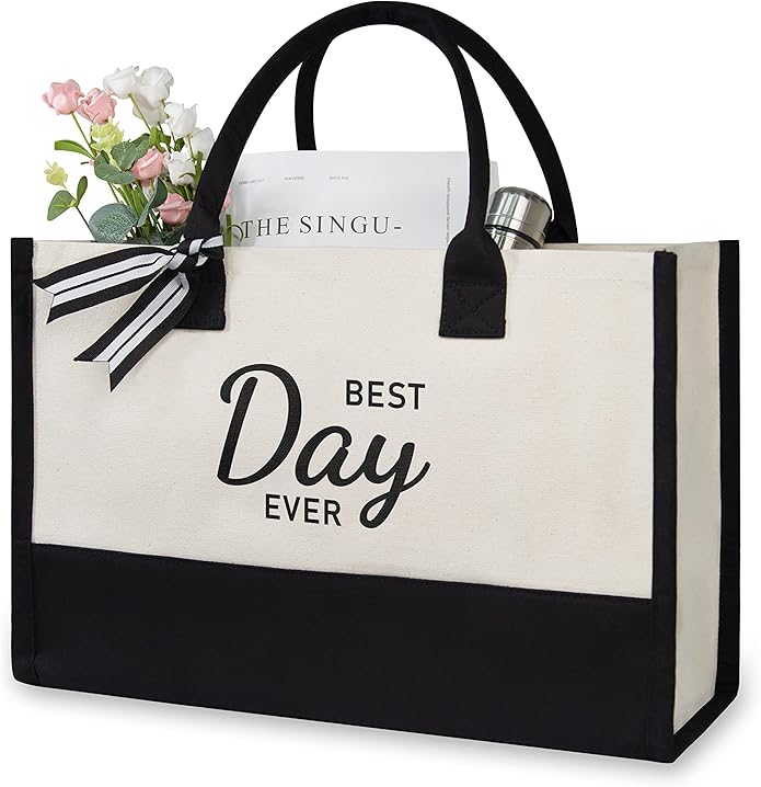 TOPDesign Canvas Tote Bag, Bridal Shower Gifts for Bride, Wedding Bachelorette Bride Gifts Shoulder Bag