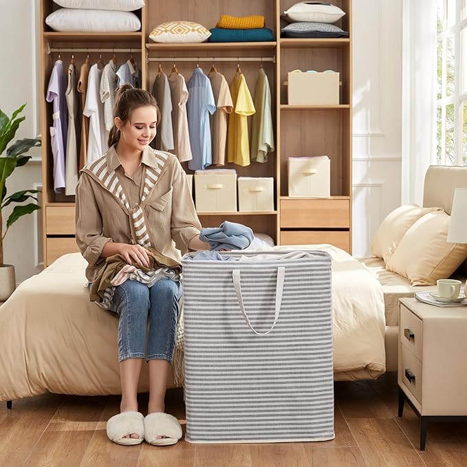Lifewit 2 Pack Laundry Hamper Large Collapsible Laundry Baskets, Freestanding Waterproof Clothes Hamper with Easy Carry Handles in Laundry Room Bedroom Bathroom College Dorm for Adults, Grey, 2 x 125L