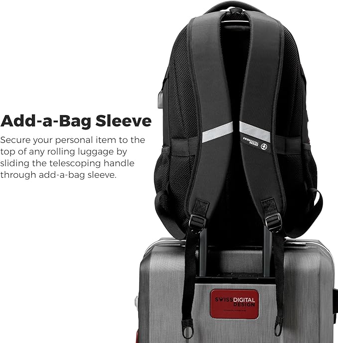 Swissdigital Design Laptop Backpack with USB Charging Port, TSA Travel Backpack Fits 15.6 inches Computer, 31L College School Backpack for Men, Tan/Black | SD803