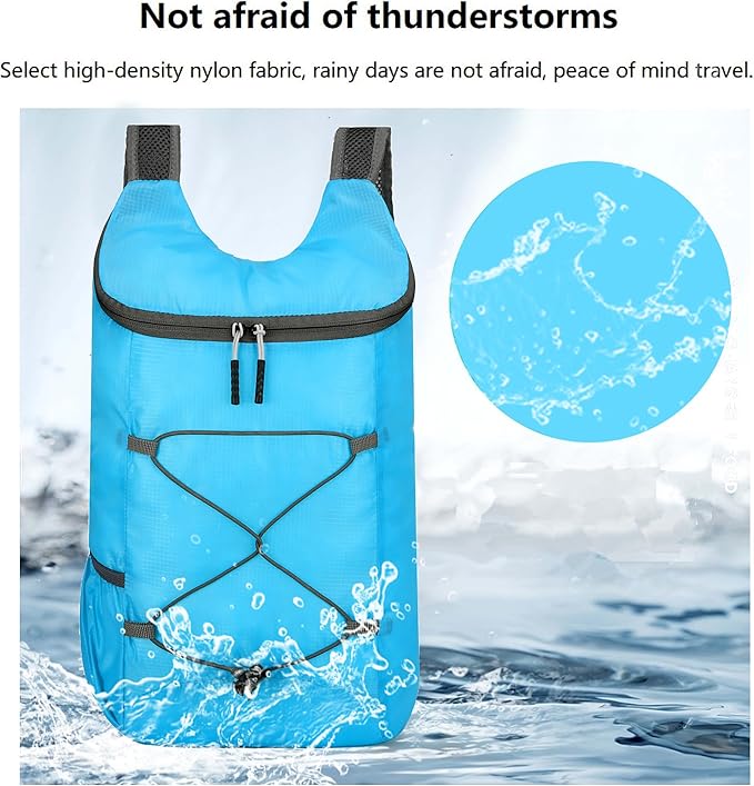 16L Hiking Daypack Lightweight Foldable Travel Backpack Water Repellent Camping Outdoor Packable Easy Carry-on Bag (Blue)