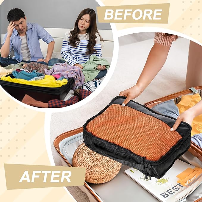 5 Pcs Packing Cubes for Suitcase Large Travel Cubes Carry on Luggage Organizer Bags for Clothes Accessories(S,Black)